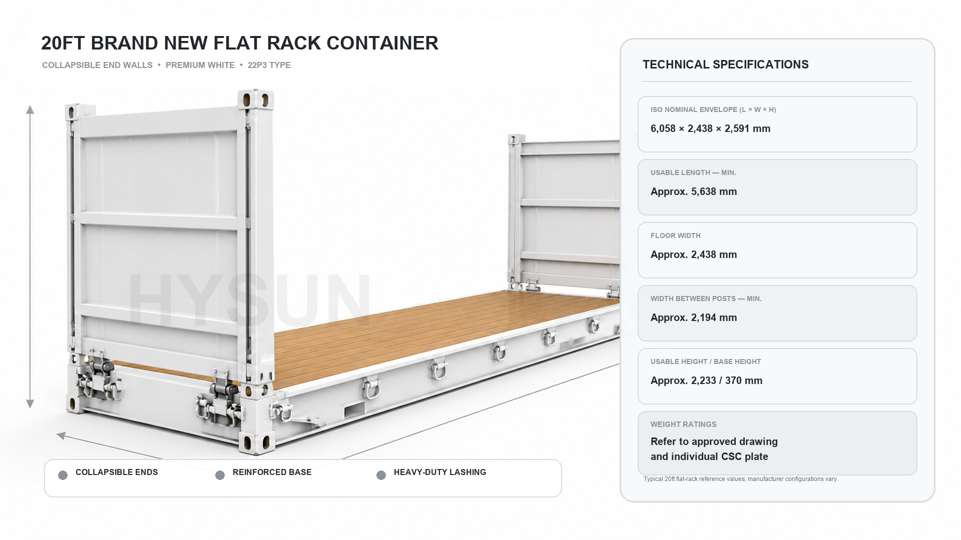 20ft Flat Rack参数图