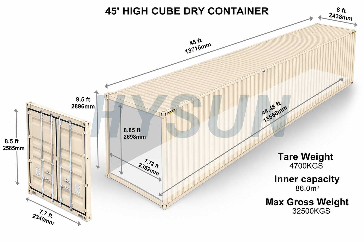 45HC-container-米白色-权威规格